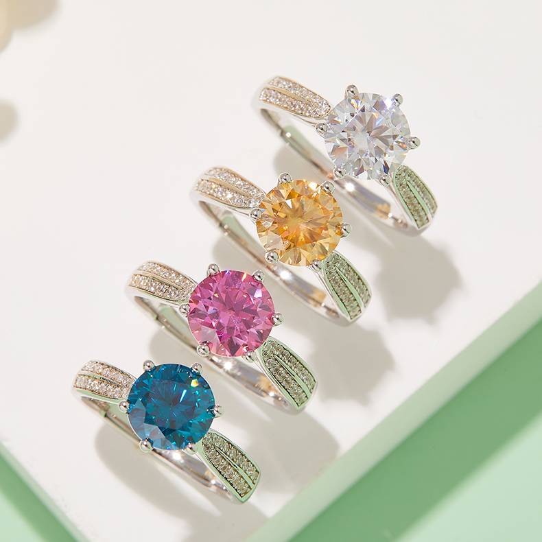 星光皇后S925银镀白金MoissaniteWomen's Ring2.0ctD级